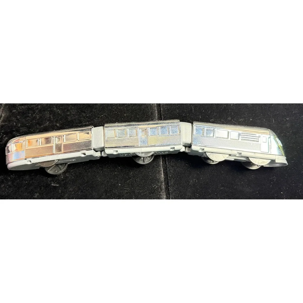 Schylling Streamliner Three Car Wind-Up Train-Chrome Plated, Tin Collector Toy